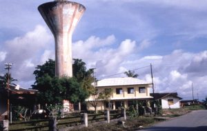 The water tower upon which protestors raised the West Papua flag 